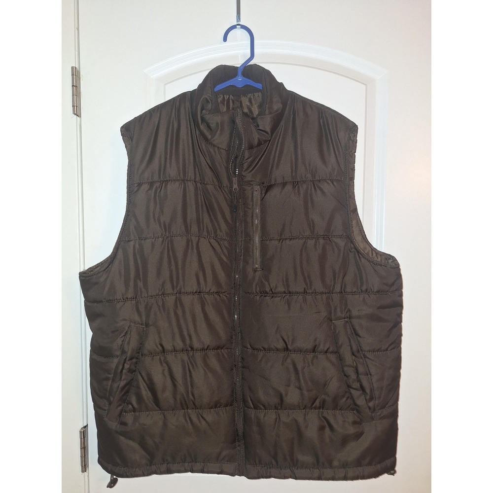 NordicTrack Mens XL Puffer Vest Full Zip Brown Sleeveless Jacket